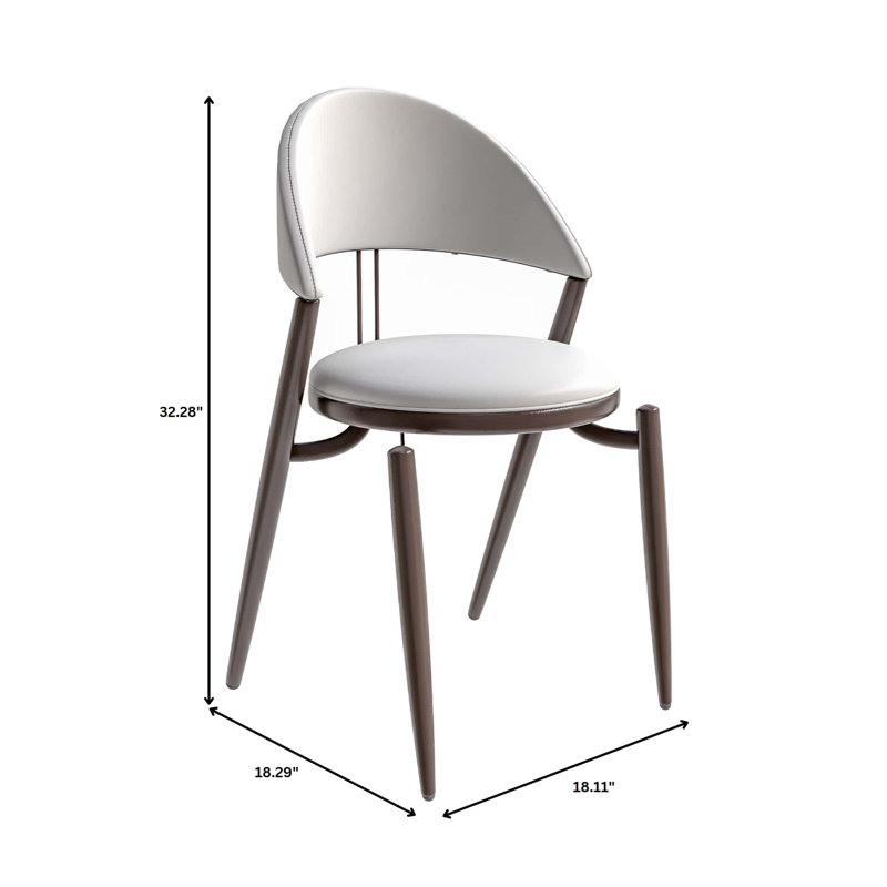Chaise de salle à manger moderne en cuir, chaise d'appoint confortable à dossier ouvert avec pieds en métal élégants, Simple