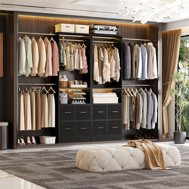 25" To 103" Closet System Starter Kit with Four Drawers, Black
