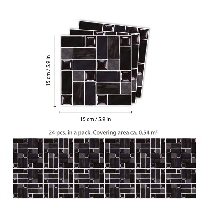 Edikan 15cm W x 15cm L Vinyl Peel and Stick Subway Tile