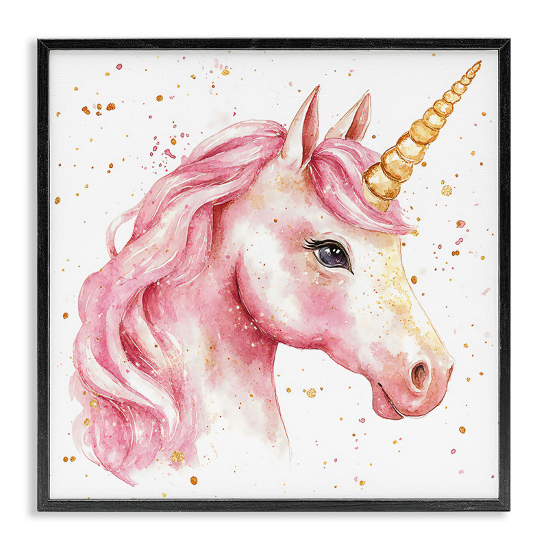 Licorne rose avec éclaboussures de peinture, estampe numérique, design by Creative Studio, H 17 po x l 17 po