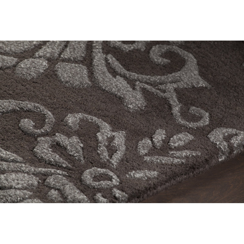 Tapis touffeté à la main Clotell, Rectangle 7 pi 9 po x 10 pi 6 po, Brun / Gris