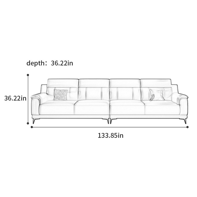 Canapé italien luxueux et simple, H 36,22 po x l 133,85 po x P 36,22 po