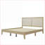 King Size Solid Rubber Wood Platform Bed with Woven Rattan Headboard – No Box Spring Needed for Master Bedroom-1635658686