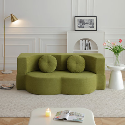 Canapé-lit 2 en 1 pliant avec coussin, canapé-lit simple, canapé-lit pour plancher et futon, canapé-lit pliant en mousse pour le salon, les invités, le bureau, un appartement, aucun assemblage requis, vert