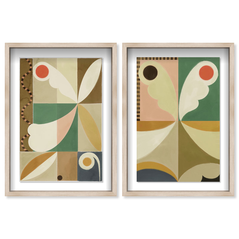 Butterfly Deco Set Set by Oliver Gal, 50"H x 34"W, Natural Oak Shadowbox
