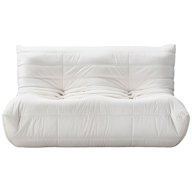 Causeuse rembourrée en velours 54,75 po Rachel, Velours crème