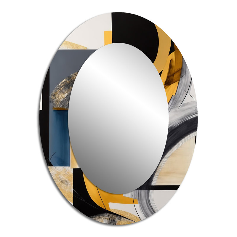 Glam Gold And Black Expression IV - Black Oval Wall Mirror Decor, 40" x 30"