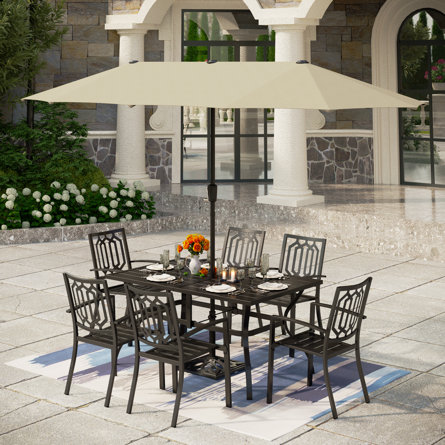 Argyri 6 - Person Metal Patio Dining Set with Rectangular Table