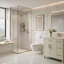 Meuble-lavabo de 91 cm avec lavabo, meuble-lavabo à deux portes et trois tiroirs, en bois massif et panneaux MDF.