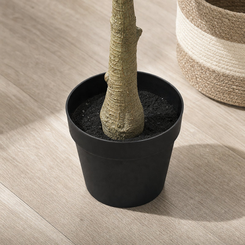 Figuier lyre artificiel de 1,5 m de haut avec pot tressé, faux Ficus lyrata pour espaces intérieurs