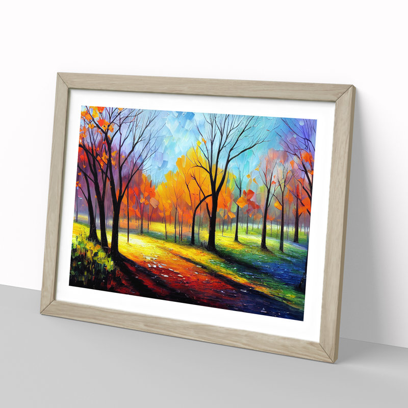 Colourful Spring Forest - Framed Print, 25cm H x 34cm W x 2cm D, Oak Framed