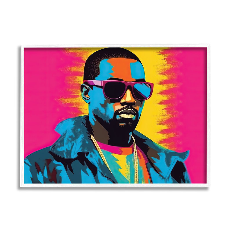 Stupell Industries, Kanye West, portrait moderne encadré de giclée par Birch & Ink, H 24 po x l 30 po x P 1,5 po