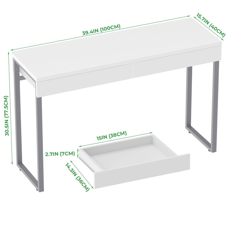 Carianna Dressing Table, Silver/White
