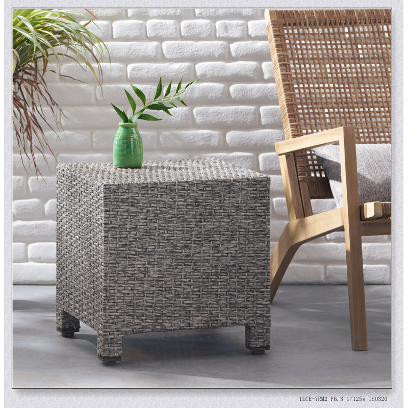 PUERTA ACCENT TABLE Polyethylene Rattan Cube Shape No Assembly 18.00” W x 18.00” D x 18.00” H