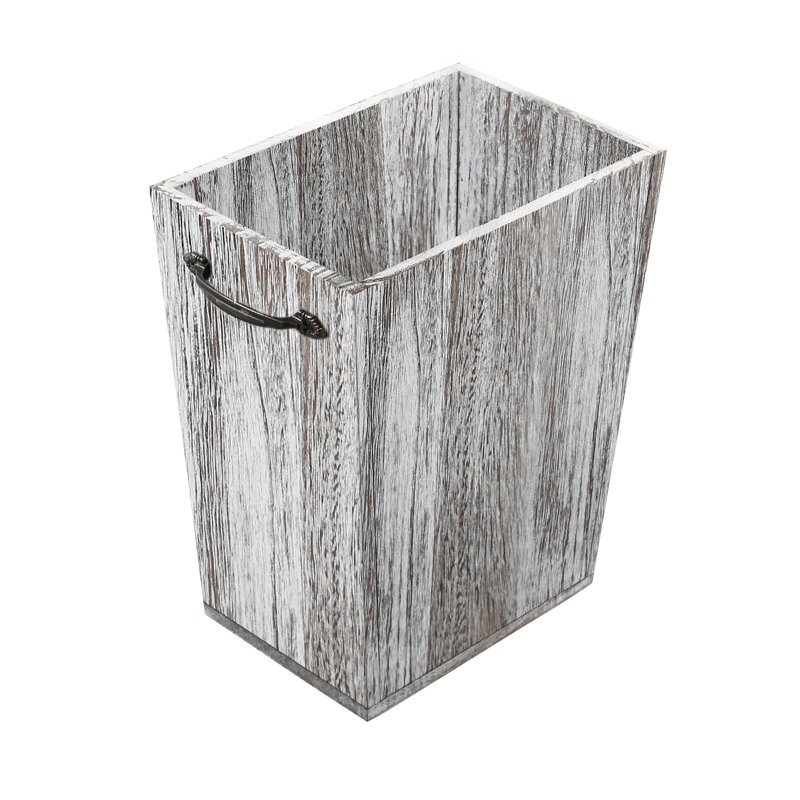 Wood Waste Basket Trash Can Multipurpose Garbage Container With Double Handles