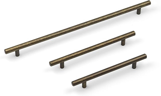 Aged Antique Brass T-Bar Handles, 160mm