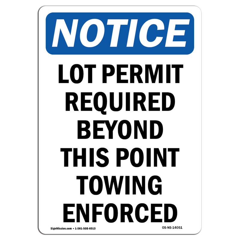Lot Permit Required Beyond This Sign