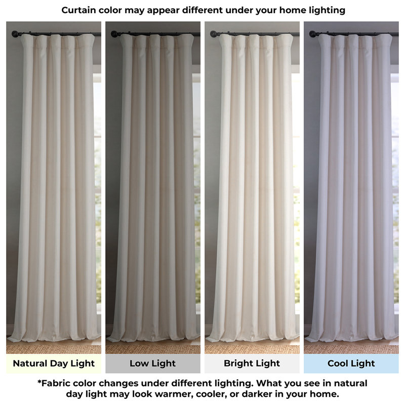 Ottis Faux Linen Room Darkening Curtain Panel, Birch, 50" W x 108" L