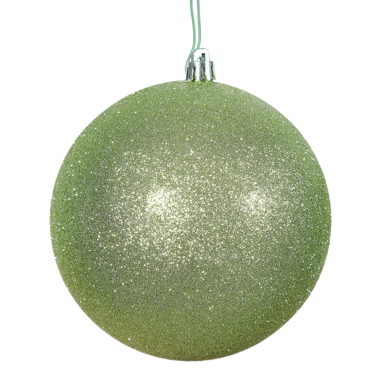 Holiday Décor Ball Ornament, 3" H x 3" W x 3" D, Celadon Glitter