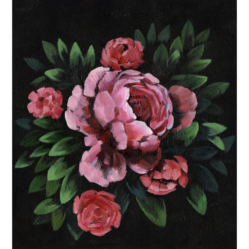 Pink Rose Bouquet - Painting Print, Wrapped Canvas, 30cm H x 20cm W
