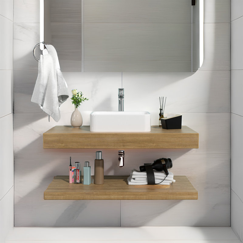 Lavabo de salle de bain vasque rectangulaire en céramique 15 po avec robinet MONSFEST