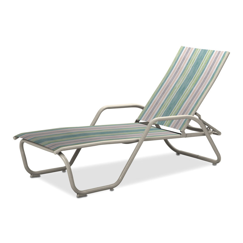 Outdoor Rust-Resistant Metal Chaise Lounge, Textured Warm Gray, Tempo