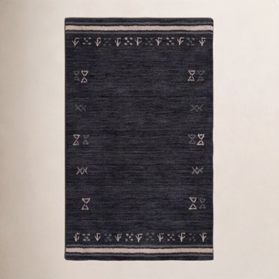Santiago Charcoal Handmade Wool Geometric Rug
