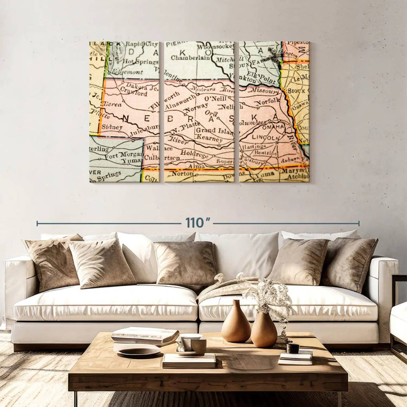 Carte du Albraska, style ancien, Aliaz, H 48 po x l 74 po
