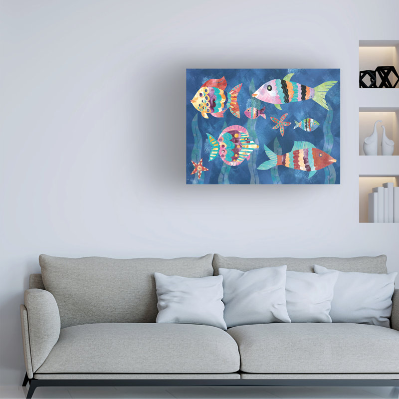 Boho Reef Fish III par Wild Apple Portfolio - peinture sur toile tendue, H 18 po x l 24 po x P 2 po