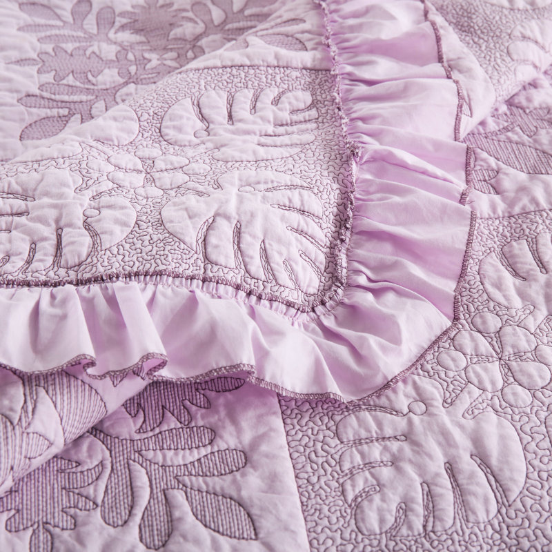 MarCielo 3 Piece Cotton Oversized Bedspread Set Coverlet Set Lightweight Quilt Set TJ, Pink Abstract