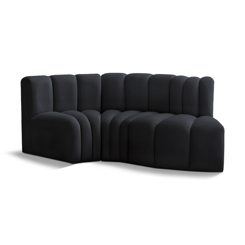 Canapé et chaise rembourrés Hubertus, Velours noir