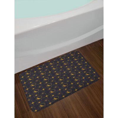 Mystic Night Image Windrose Stars Sun and Crescent Moon with Human Face Bath Rug -  East Urban Home, 41A3A515FF6E446C9E54147817E89303