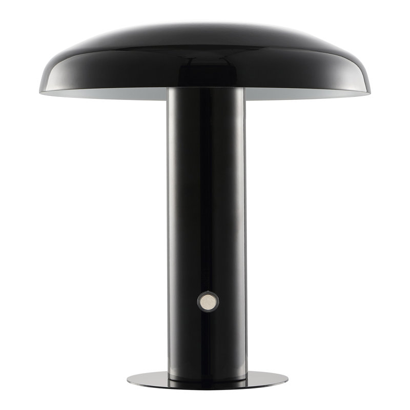 Writzer 11" Contemporary Bohemian Rechargeable/Cordless Dimmable Integrated LED Mushroom Table Lamp, Black