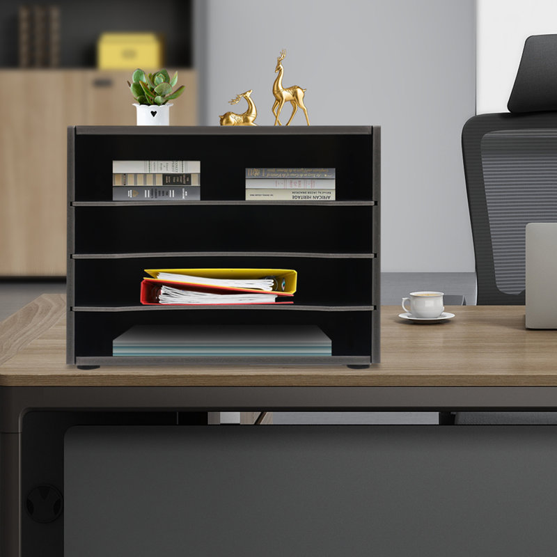 Classeur de bureau empilable 4 couches Niamarie, Noir