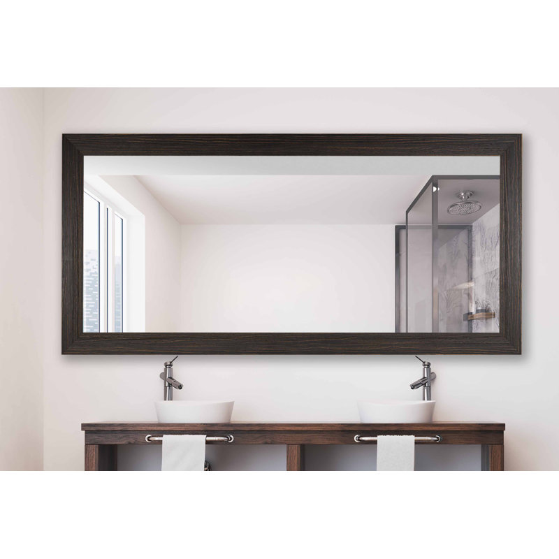 Dakston Solid Wood Flat Wall Mirror, Espresso, 30.75" x 57.75"