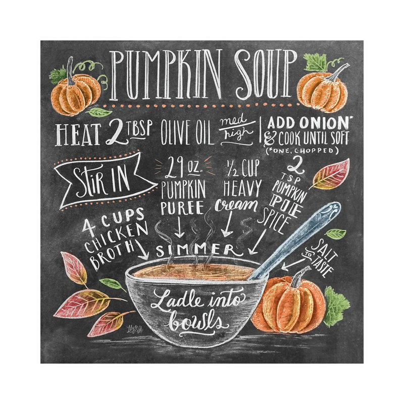 Pumpkin Soup Recipe by Lily & Val - Print on Canvas, Wrapped Canvas, 30.48 cm H x 30.48 cm W