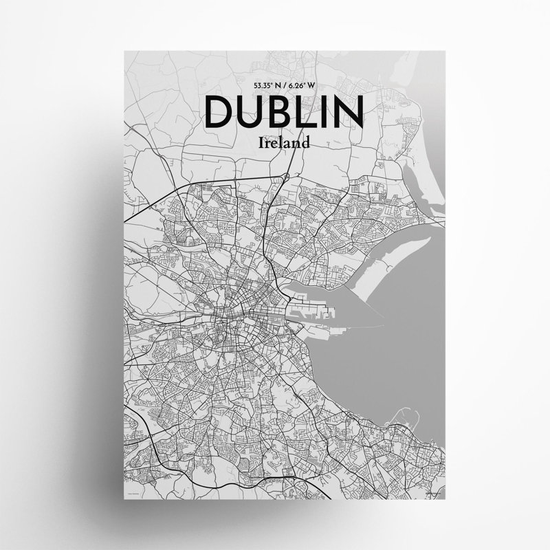 Dublin City Map In Tones - No Frame Print, 27.6cm H x 19.7cm W x 0.05cm D