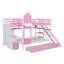 Lit superposé double de style château avec tiroirs de rangement et glissade de jeu-1086714739