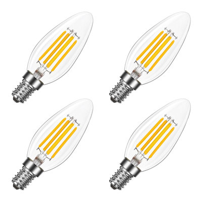 LUXRITE 8W LED Candelabra Bulb, 75W Equivalent, E12 Base, 1000 Lumens, 3000K Soft White, Dimmable, Clear Filament Enclosed Fixture & Wet Rated 24 Pack