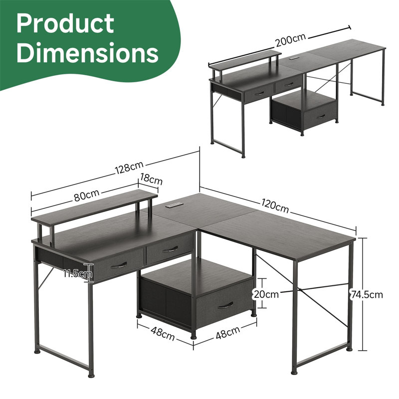 Metal Base Computer Desk, Black
