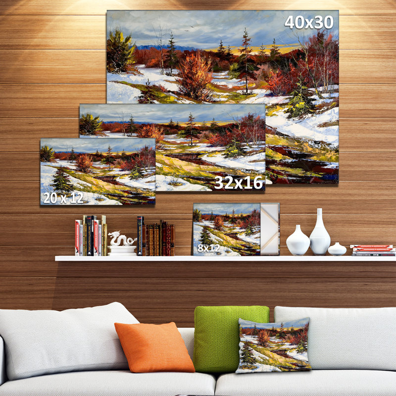«Spring Valley with River Landscape», reproduction sur toile tendue, H 16 po x l 32 po