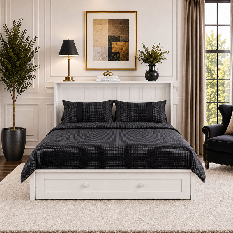 Lit escamotable Daisy de Night & Day Furniture avec matelas en mousse mémoire de 15 cm (6 po), format Queen, blanc