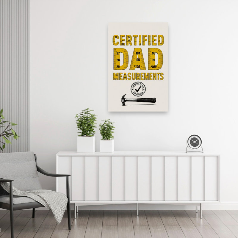 Certified Dad Measurements Retro Vintage Abstract Wall Art Print, 36" H x 24" W