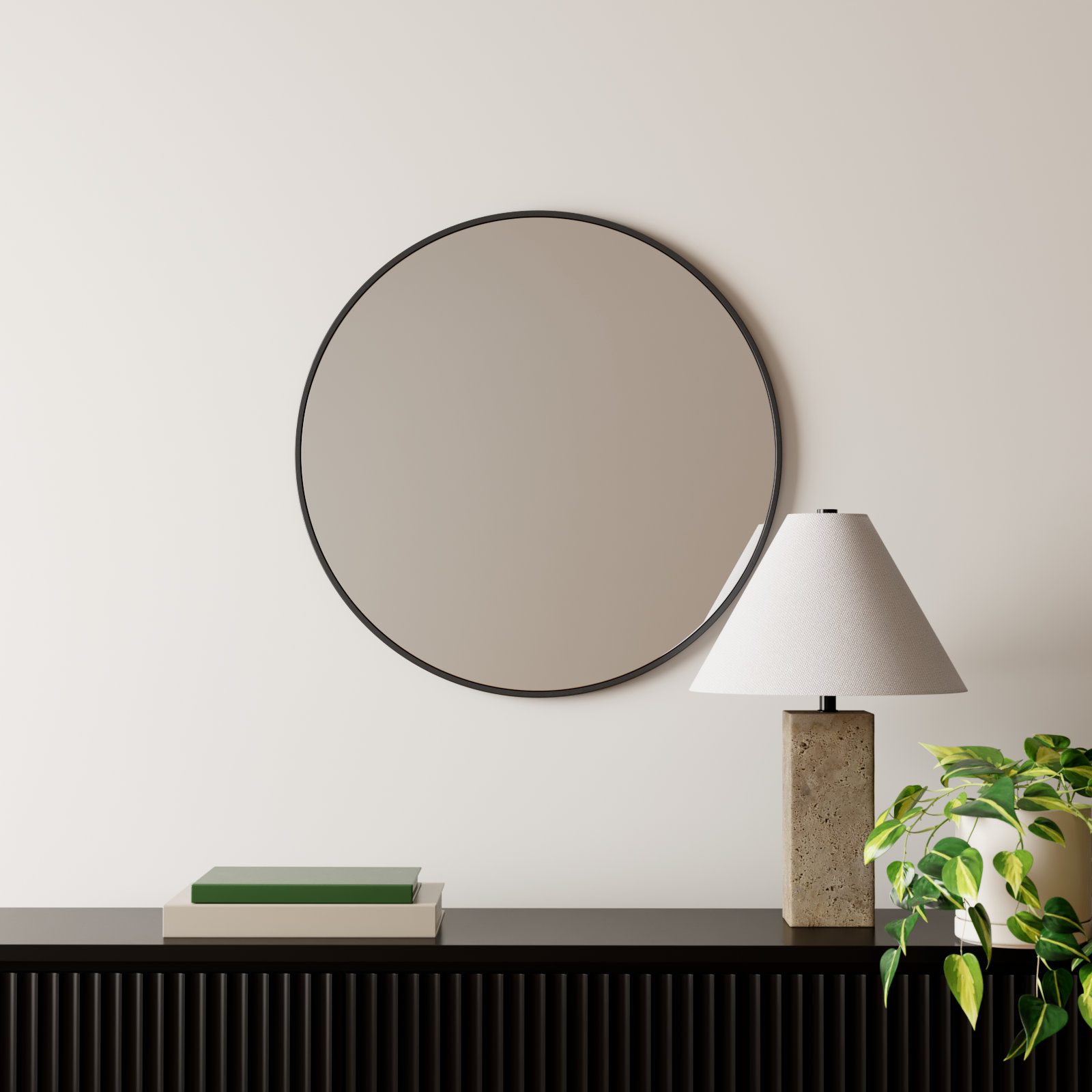 Sabine Accent Mirror, Black, 18" x 18"