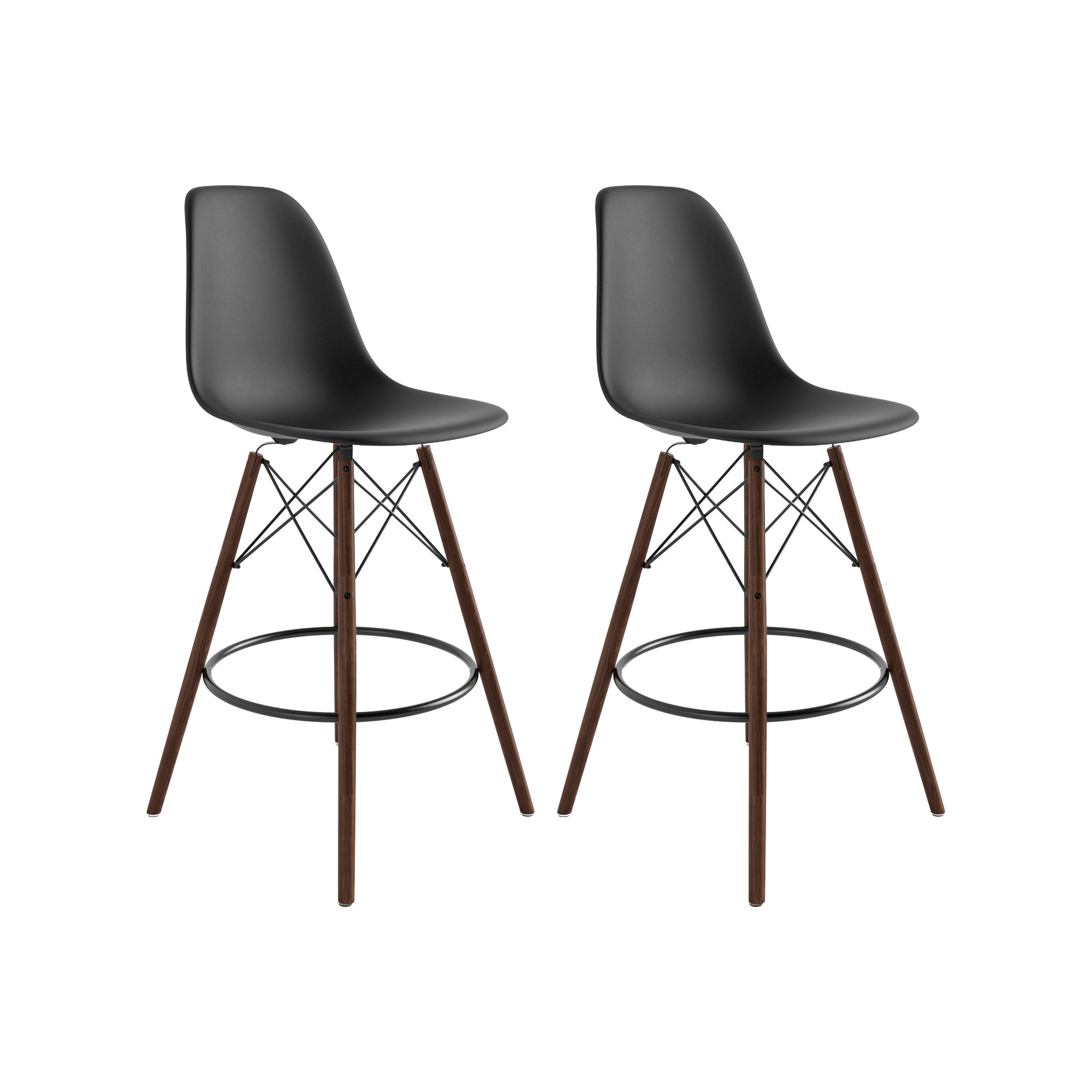 Jordan Bar & Counter Stool, Black/Walnut, Counter Stool (26" Seat Height)
