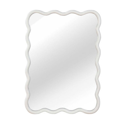 Rectangle Solid Wood Wavy Mirror
