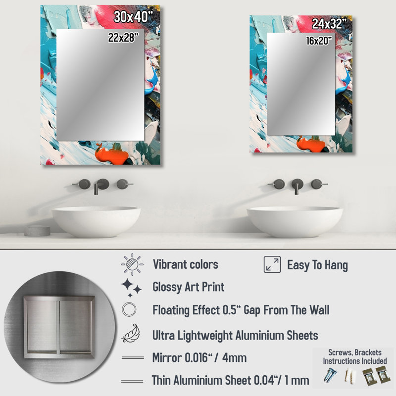 Winter of Delightful Uncertainty - Abstract Shapes Wall Mirror, Modern Decorative Mirror, Printed Metal Art, 32" x 24"