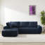 Canapé modulaire luxueux en forme de L en fausse fourrure bleu foncé pour le salon, canapé-lit confortable, aucun assemblage requis-1900849120