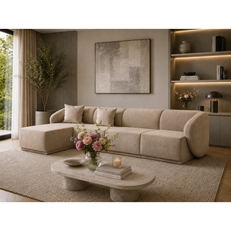 4 Seater Velvet Sofa & Chaise