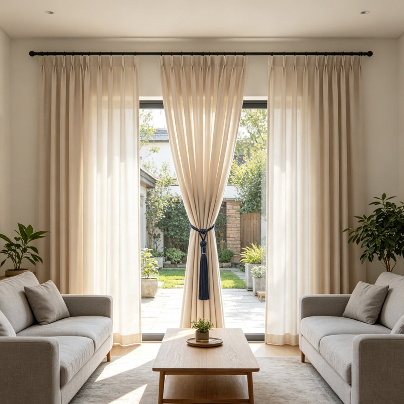 Natural Fabric Curtain Holdback/Tieback, Blue